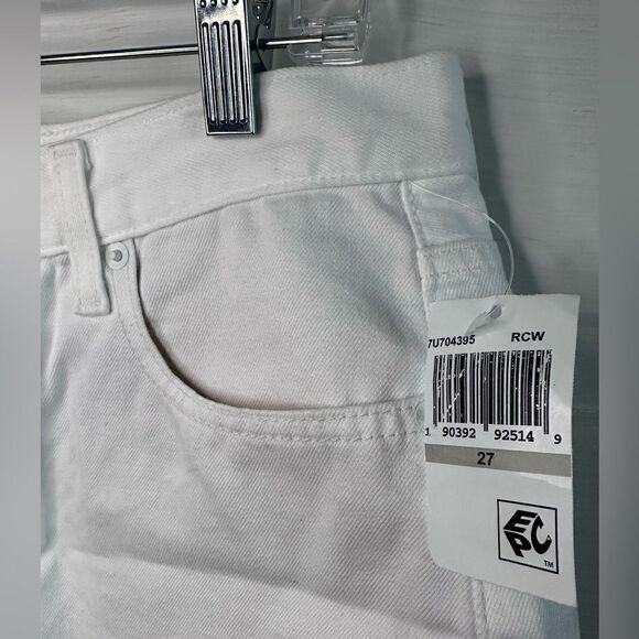 7 for All Mankind Monroe Distressed Cutoff White Denim Shorts Size 27 NWTs - Picture 2 of 8